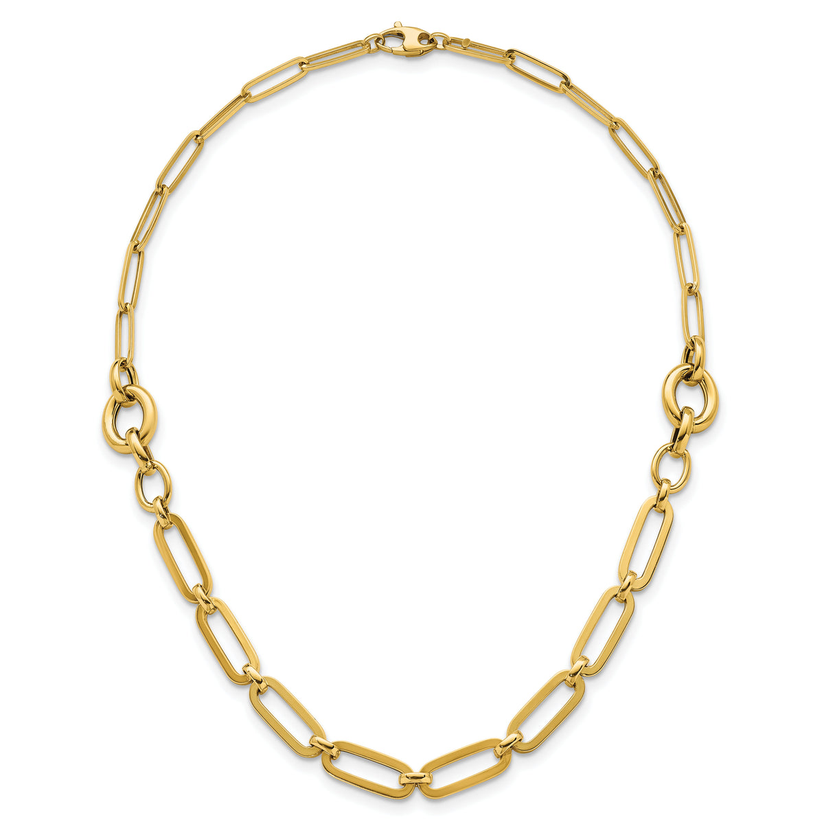 14k Polished 17.25in Fancy Paperclip Link Necklace-SF3250-17.25