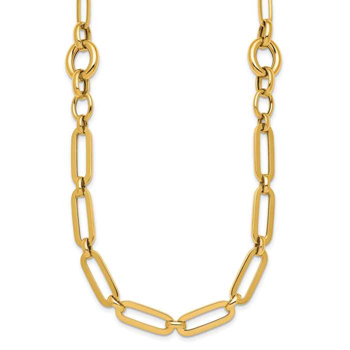 14k Polished 17.25in Fancy Paperclip Link Necklace-SF3250-17.25