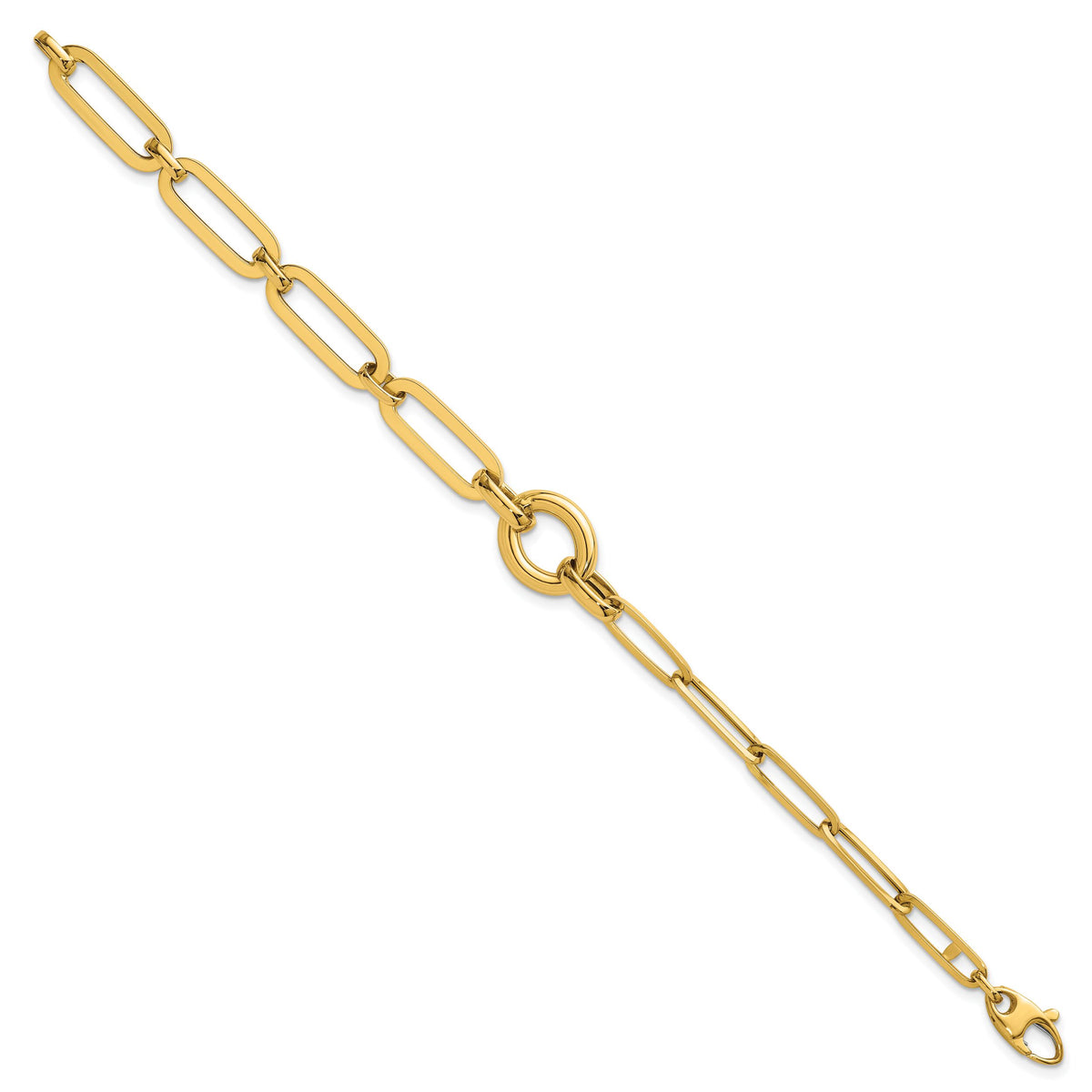 14k Polished 7.25in Fancy Paperclip Link Bracelet-SF3250-7.25