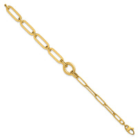 14k Polished 7.25in Fancy Paperclip Link Bracelet-SF3250-7.25