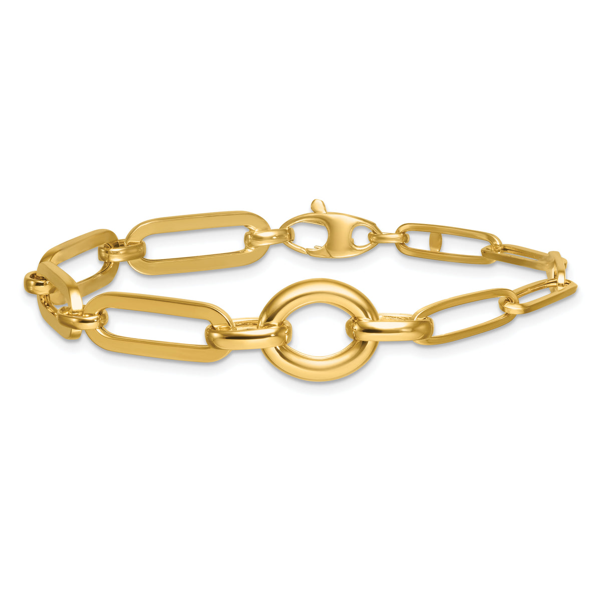 14k Polished 7.25in Fancy Paperclip Link Bracelet-SF3250-7.25