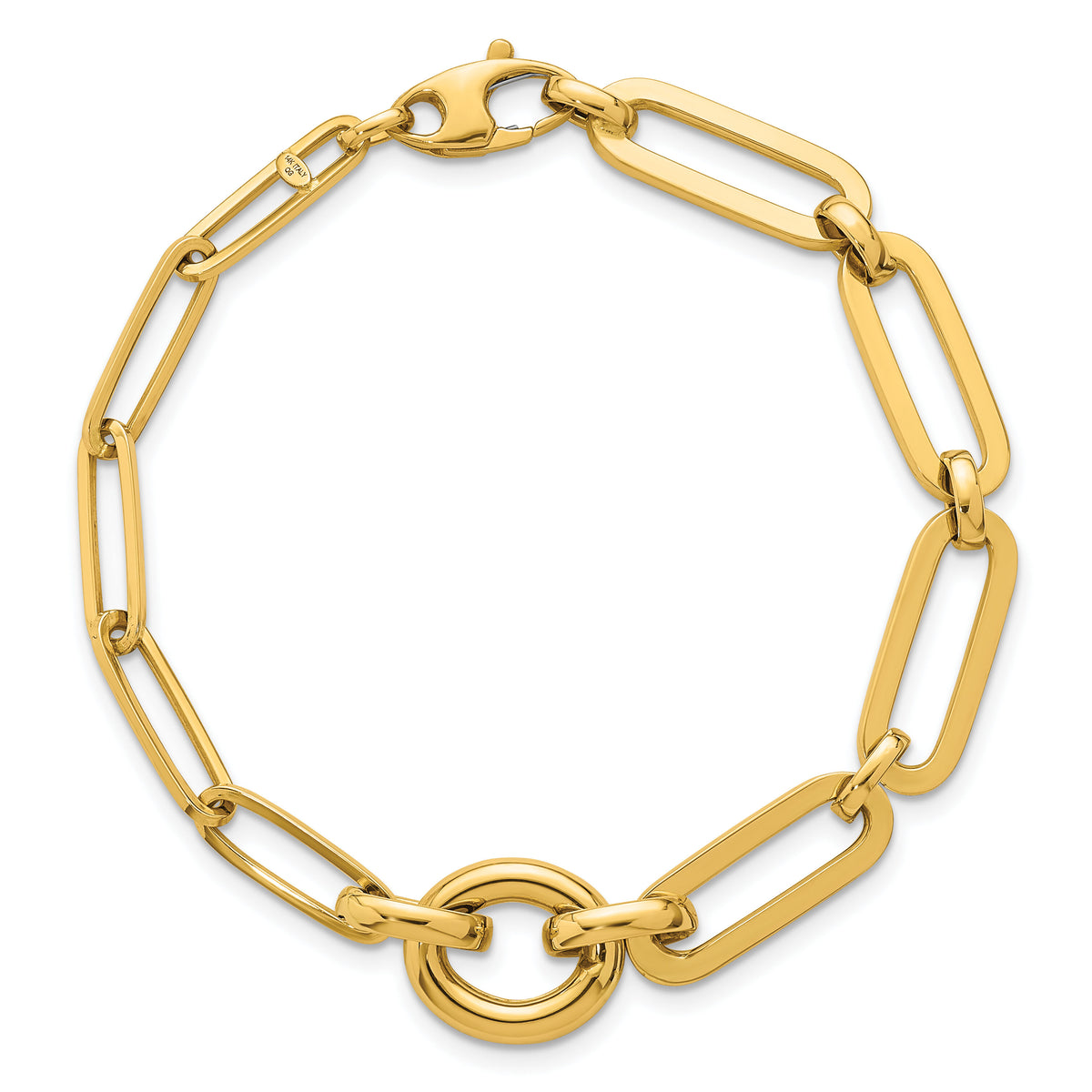14k Polished 7.25in Fancy Paperclip Link Bracelet-SF3250-7.25
