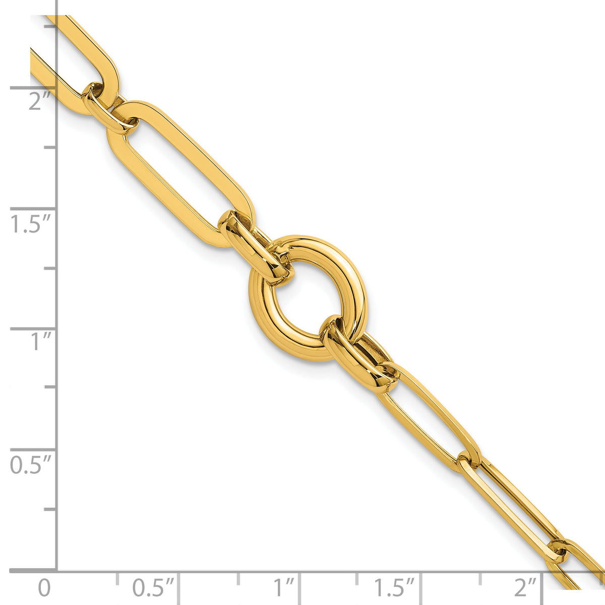 14k Polished 7.25in Fancy Paperclip Link Bracelet-SF3250-7.25