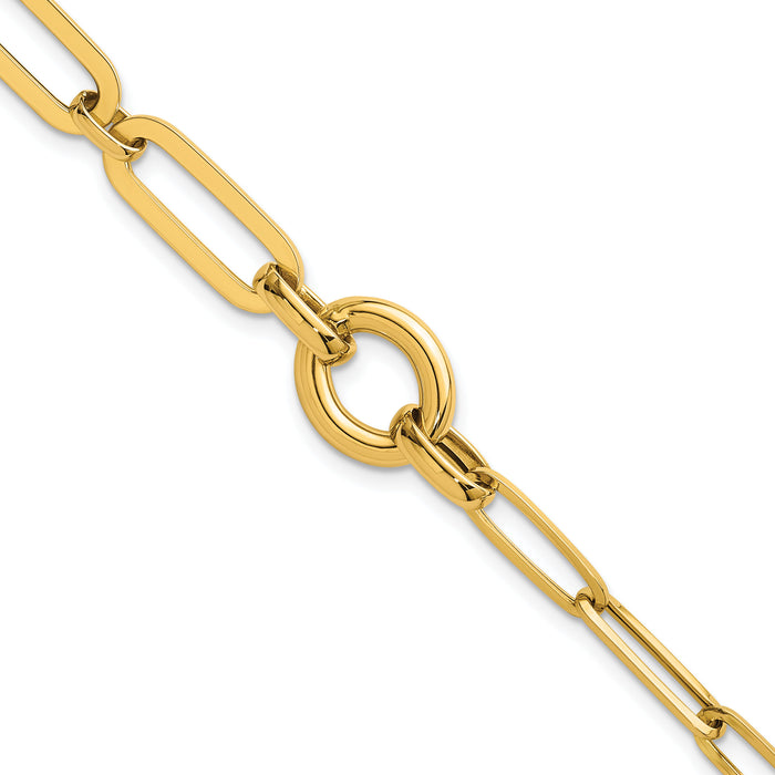 14k Polished 7.25in Fancy Paperclip Link Bracelet-SF3250-7.25