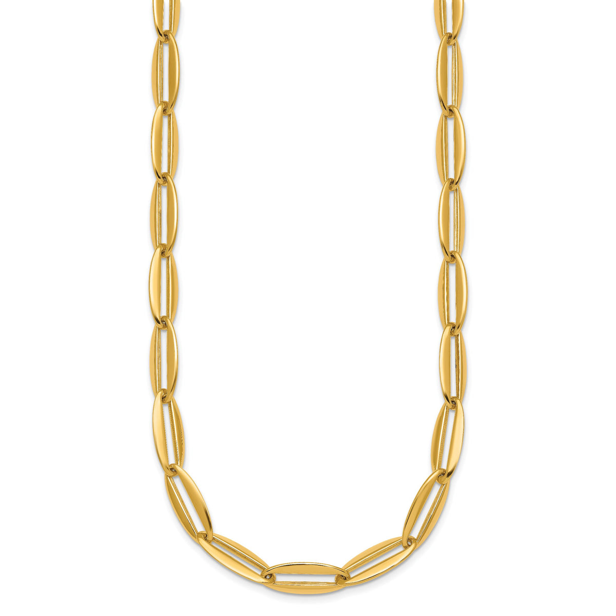 14k Polished Long Oval Link 7mm Necklace-SF3251-18