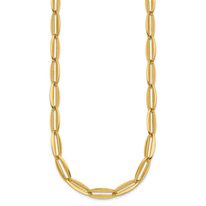14k Polished Long Oval Link 7mm Necklace-SF3251-18
