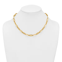 14k Polished Long Oval Link 7mm Necklace-SF3251-18