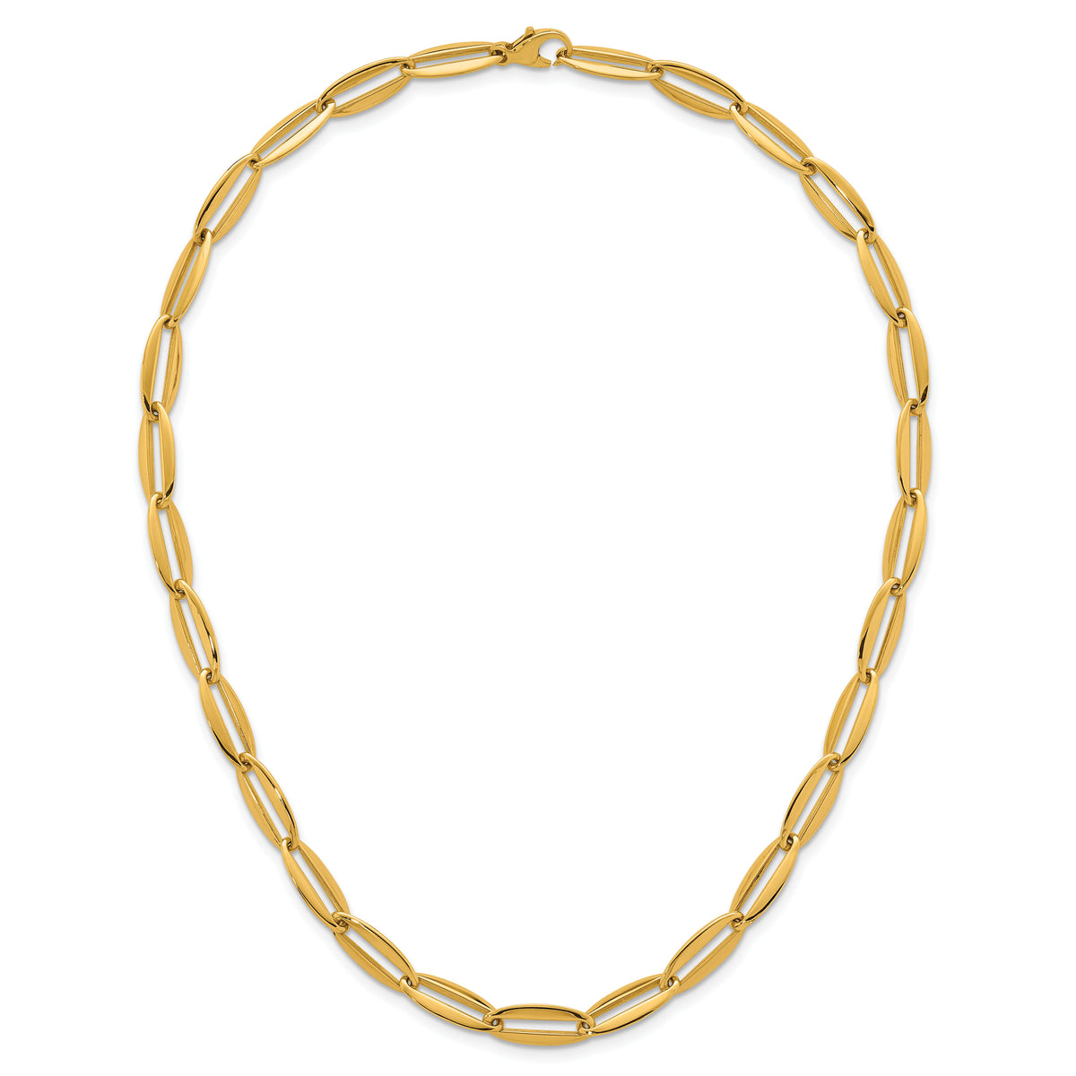 14k Polished Long Oval Link 7mm Necklace-SF3251-18