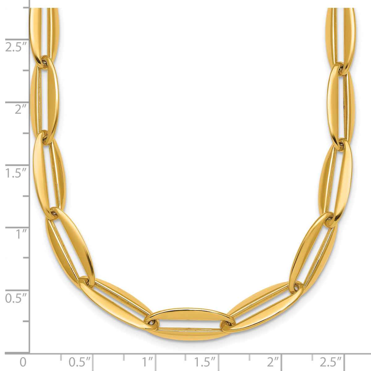 14k Polished Long Oval Link 7mm Necklace-SF3251-18