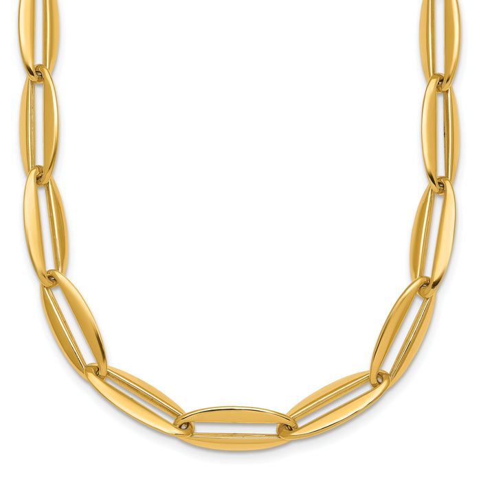 14k Polished Long Oval Link 7mm Necklace-SF3251-18