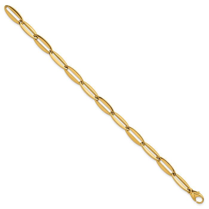 14k Polished Long Oval Link 7mm Bracelet-SF3251-7.5