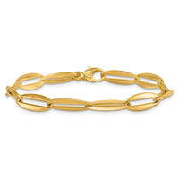 14k Polished Long Oval Link 7mm Bracelet-SF3251-7.5