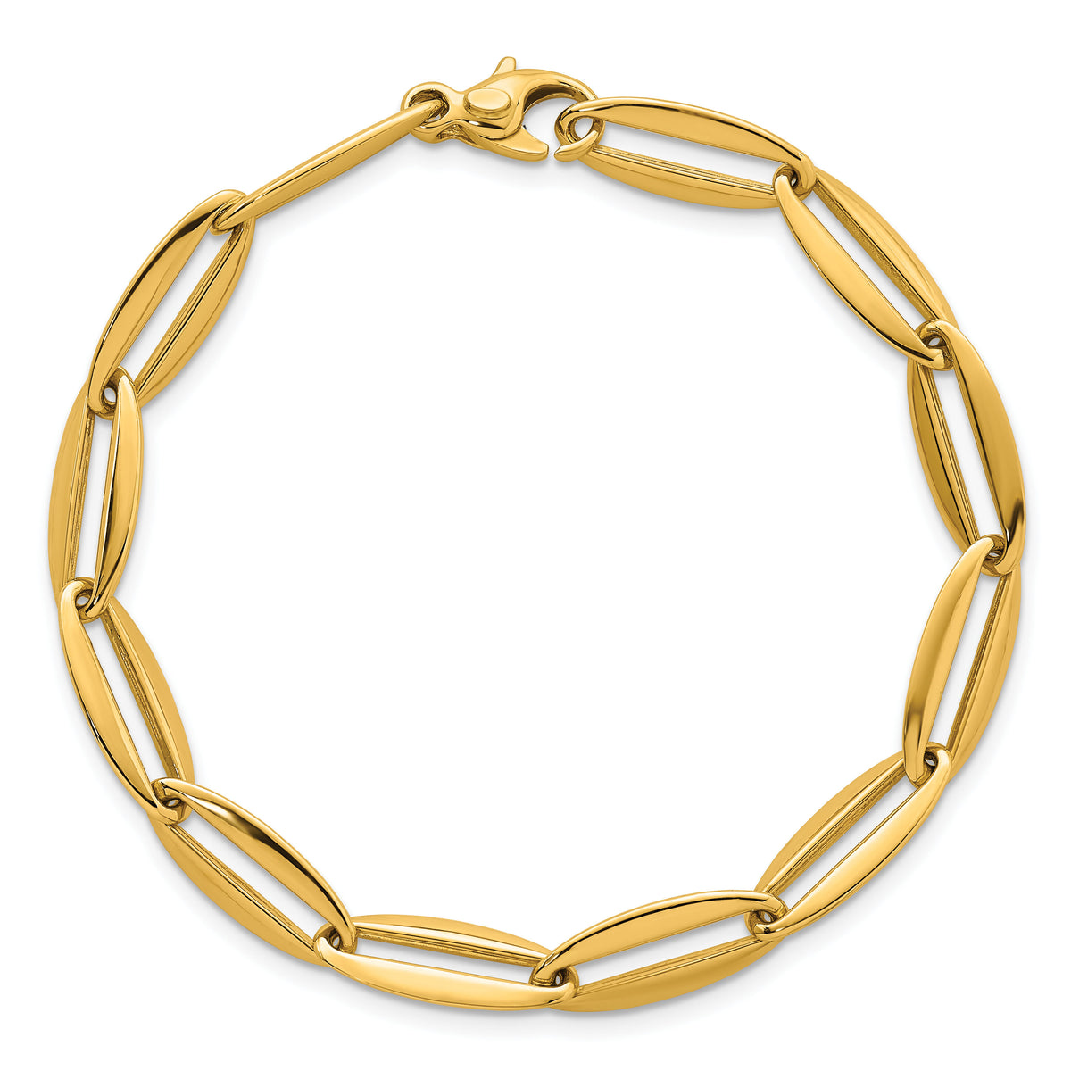 14k Polished Long Oval Link 7mm Bracelet-SF3251-7.5