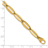 14k Polished Long Oval Link 7mm Bracelet-SF3251-7.5