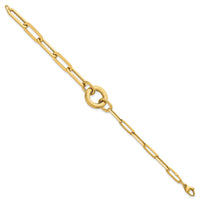 14k Polished And Brushed Paperclip Link With Circle Bracelet-SF3252-8