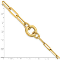 14k Polished And Brushed Paperclip Link With Circle Bracelet-SF3252-8