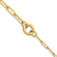 14k Polished And Brushed Paperclip Link With Circle Bracelet-SF3252-8