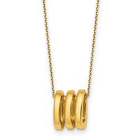 14k Polished 3 Oval Rings 16in With 2in Ext Necklace-SF3253-16