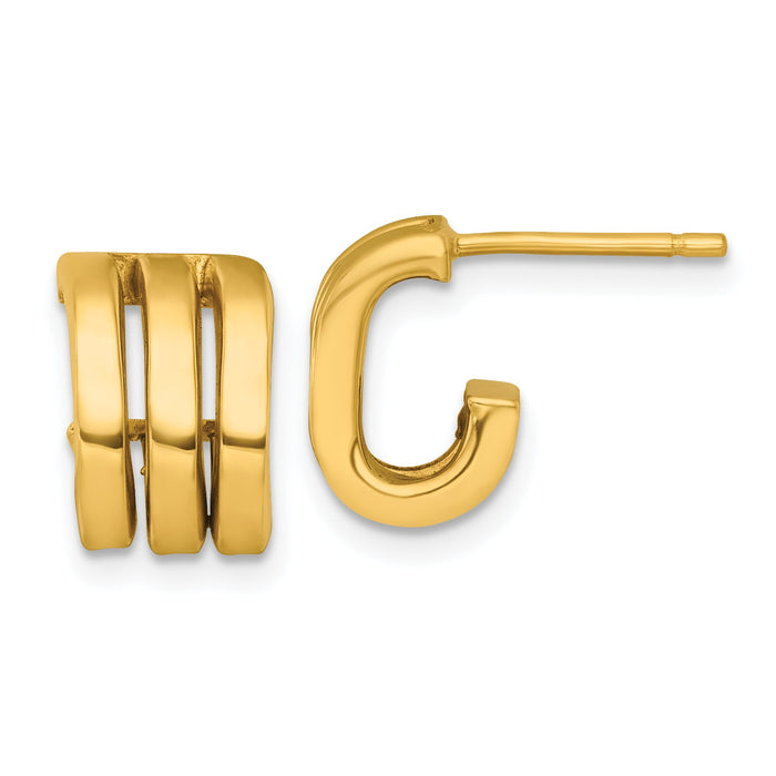 14k Polished 3 Oval Rings J-Hoop Earrings-SF3253E