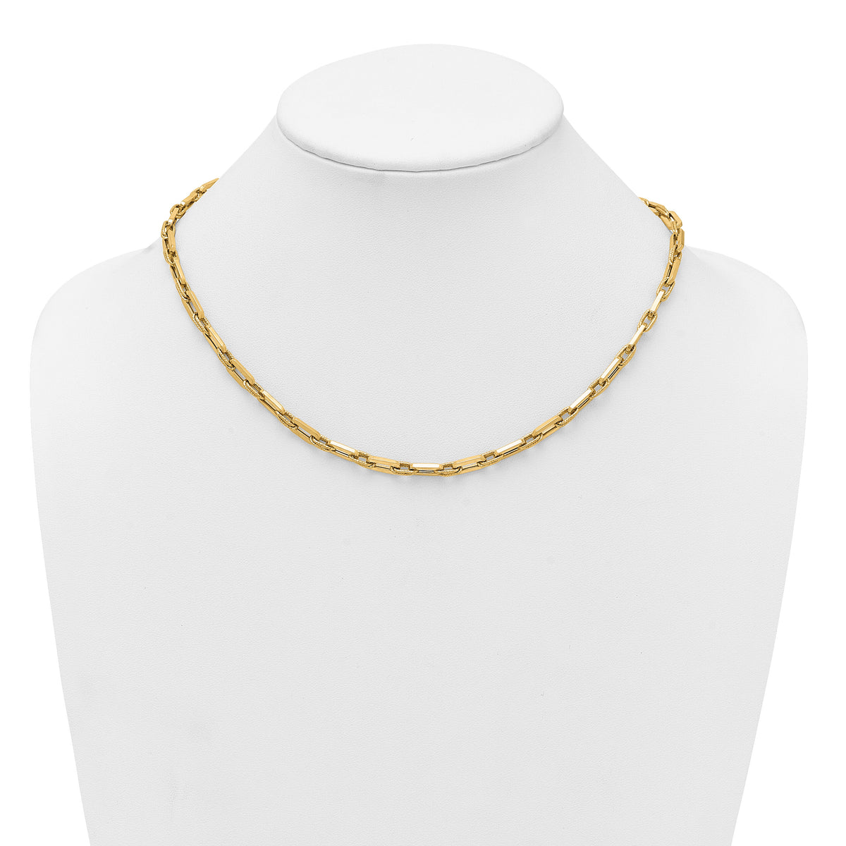 14K Polished and Textured Double Fancy Link 18.5in Necklace-SF3255-18.5