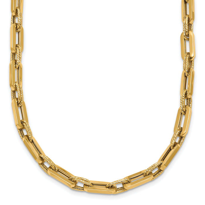 14K Polished and Textured Double Fancy Link 18.5in Necklace-SF3255-18.5