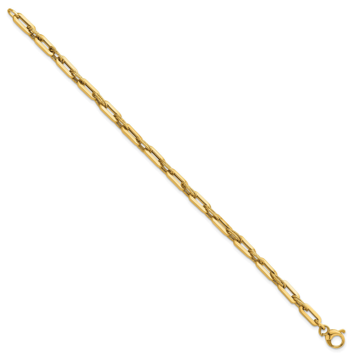 14K Polished and Textured Double Fancy Link 7.75in Bracelet-SF3255-7.75