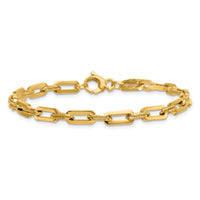 14K Polished and Textured Double Fancy Link 7.75in Bracelet-SF3255-7.75