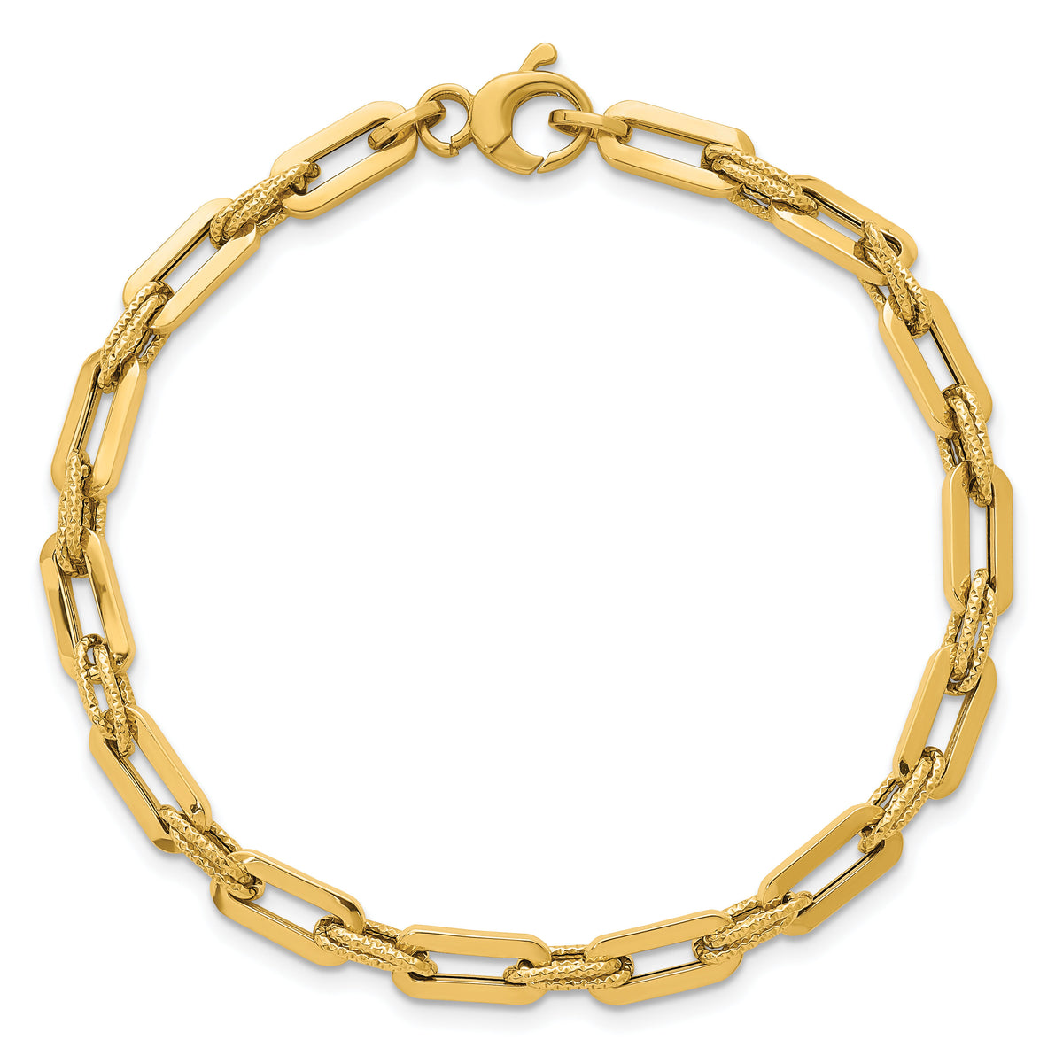 14K Polished and Textured Double Fancy Link 7.75in Bracelet-SF3255-7.75