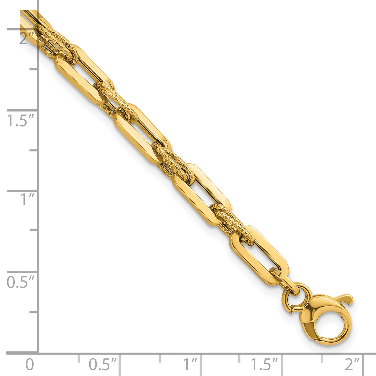 14K Polished and Textured Double Fancy Link 7.75in Bracelet-SF3255-7.75