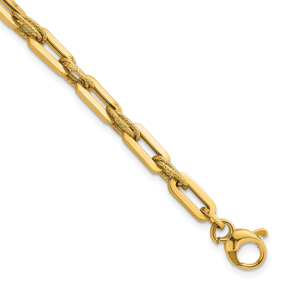 14K Polished and Textured Double Fancy Link 7.75in Bracelet-SF3255-7.75