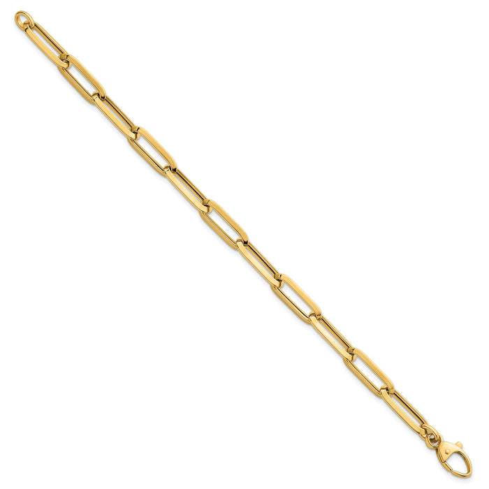14k Polished Paperclip Link Chain 7mm Bracelet-SF3257-7.5