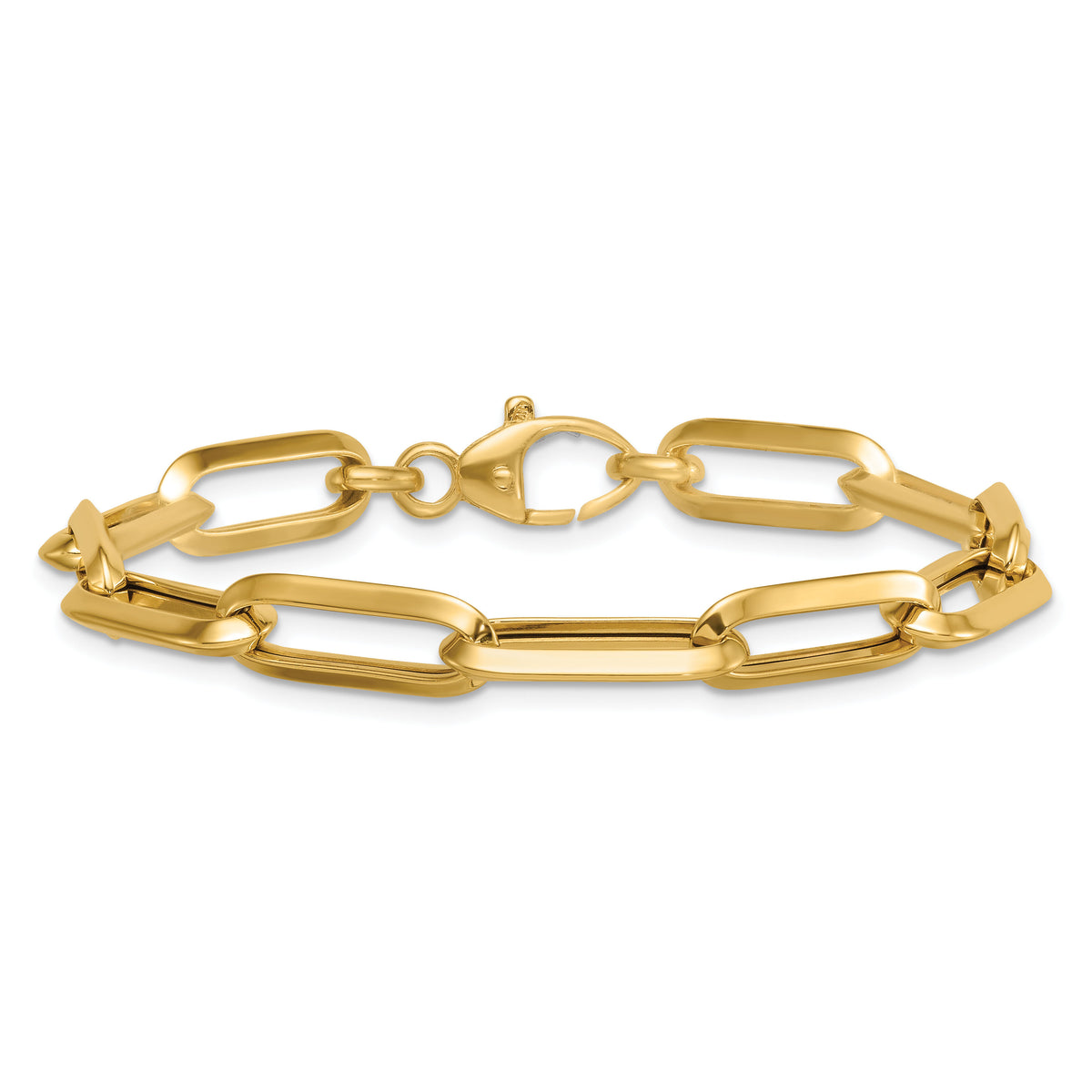 14k Polished Paperclip Link Chain 7mm Bracelet-SF3257-7.5