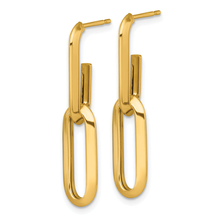 14k Polished Paperclip Link Chain 7mm Post Earrings-SF3257E