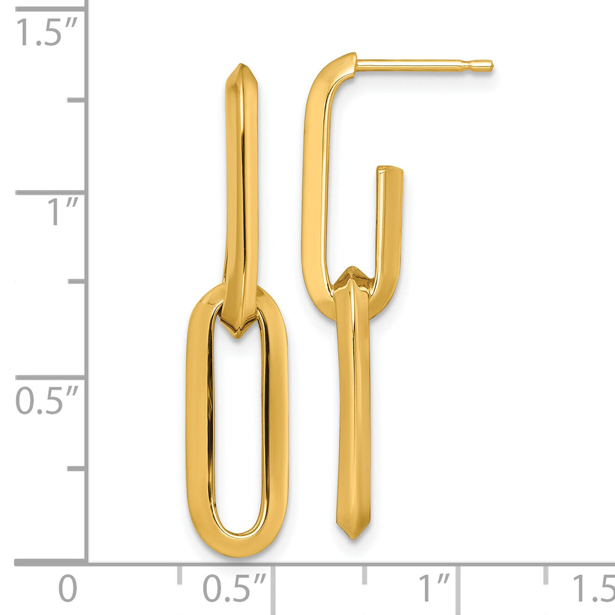 14k Polished Paperclip Link Chain 7mm Post Earrings-SF3257E