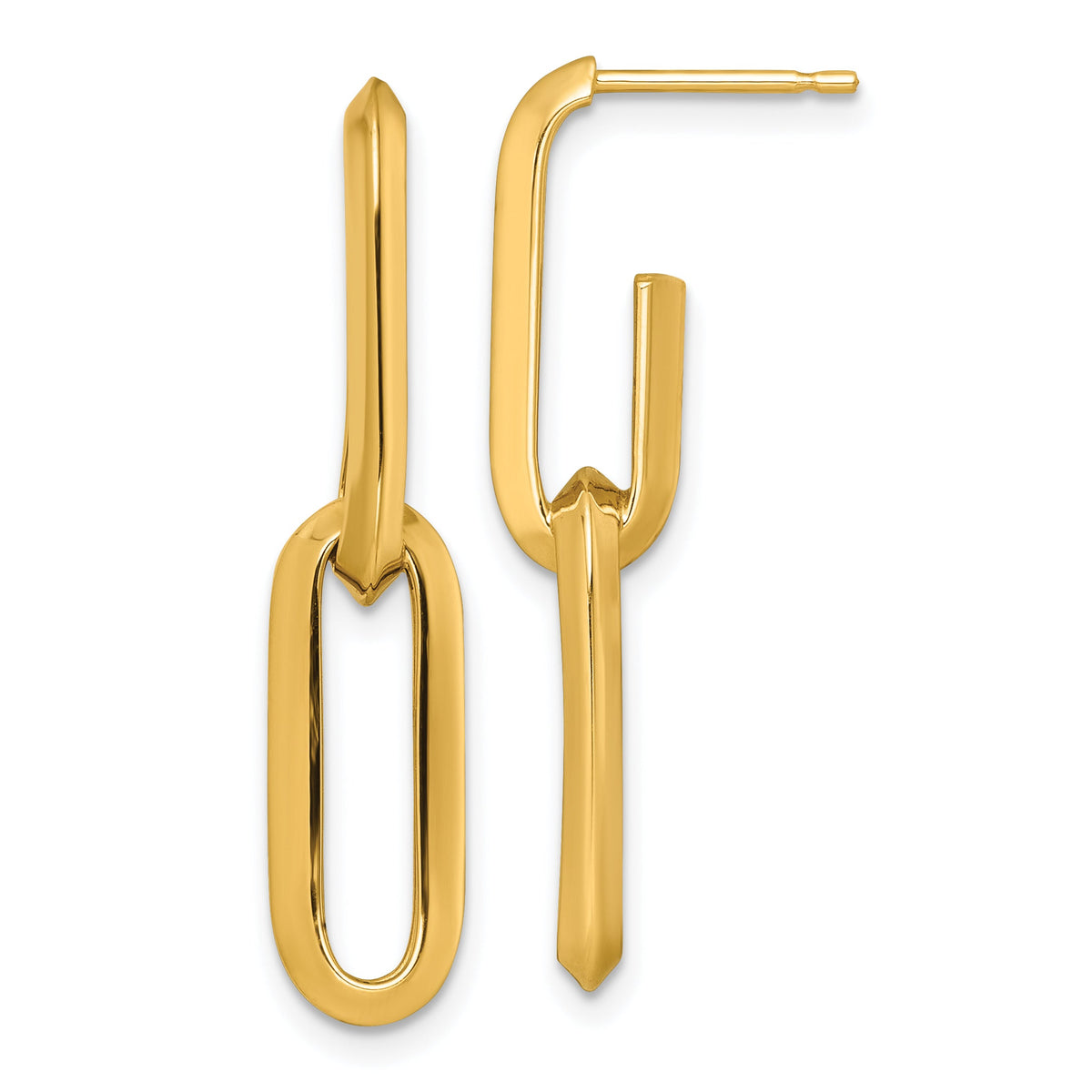 14k Polished Paperclip Link Chain 7mm Post Earrings-SF3257E