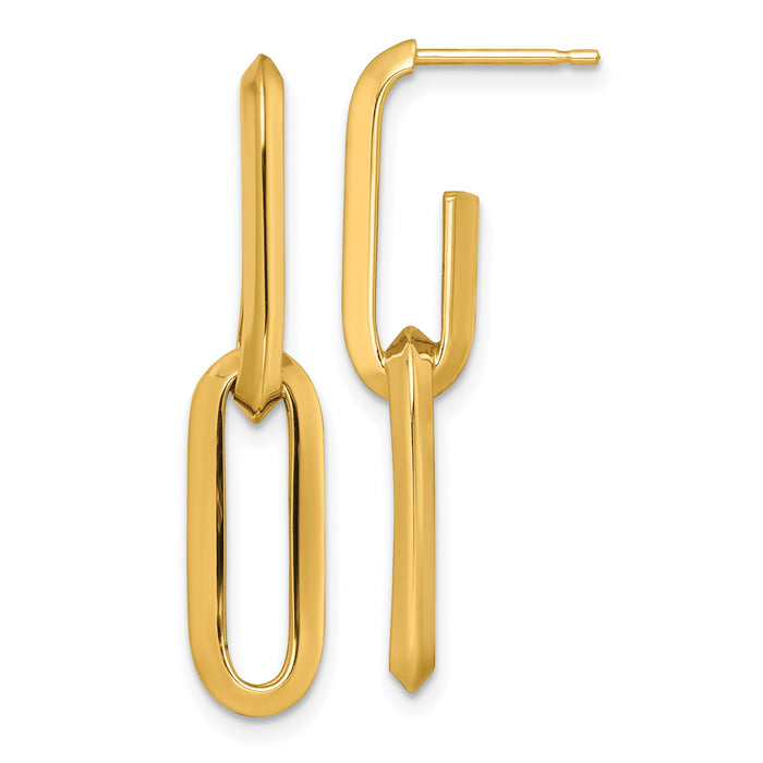 14k Polished Paperclip Link Chain 7mm Post Earrings-SF3257E