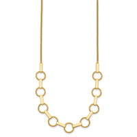 14K Polished and Textured Circles and Bars Necklace-SF3260-17.5