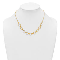 14K Polished and Textured Circles and Bars Necklace-SF3260-17.5
