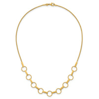 14K Polished and Textured Circles and Bars Necklace-SF3260-17.5