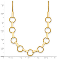 14K Polished and Textured Circles and Bars Necklace-SF3260-17.5