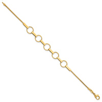 14K Polished and Textured Circles and Bars Bracelet-SF3260-7.5