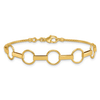 14K Polished and Textured Circles and Bars Bracelet-SF3260-7.5