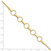 14K Polished and Textured Circles and Bars Bracelet-SF3260-7.5