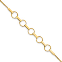 14K Polished and Textured Circles and Bars Bracelet-SF3260-7.5
