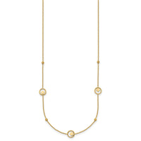 14k Polished Stars in Circle with D/C Beads 16.75in Necklace-SF3261-16.75