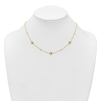 14k Polished Stars in Circle with D/C Beads 16.75in Necklace-SF3261-16.75