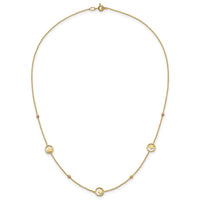 14k Polished Stars in Circle with D/C Beads 16.75in Necklace-SF3261-16.75