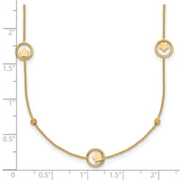 14k Polished Stars in Circle with D/C Beads 16.75in Necklace-SF3261-16.75