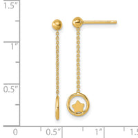 14k Polished Stars in Circle Dangle Post Earrings-SF3261E