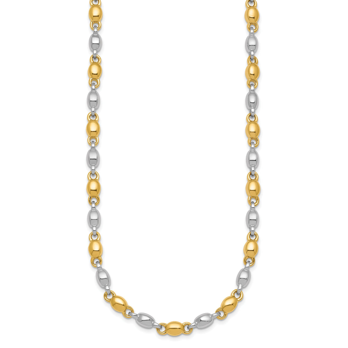 14k Two Tone Polished Round Fancy Link 5.25mm Necklace-SF3264-18